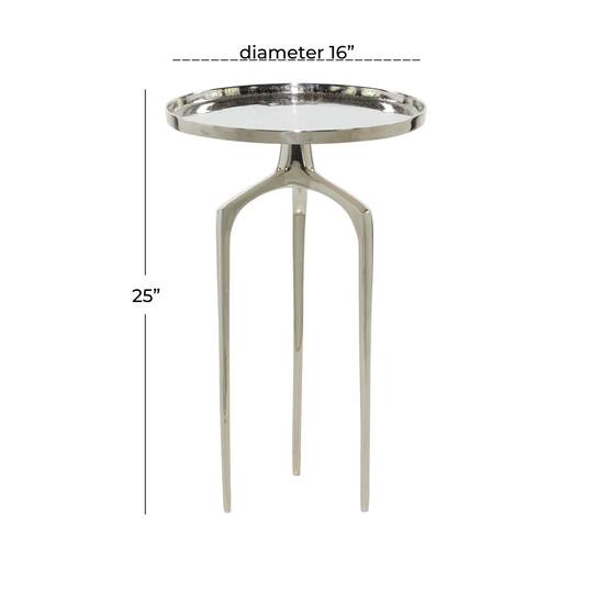 25" Contemporary Round Silver Aluminum Raised Edge Accent Table
